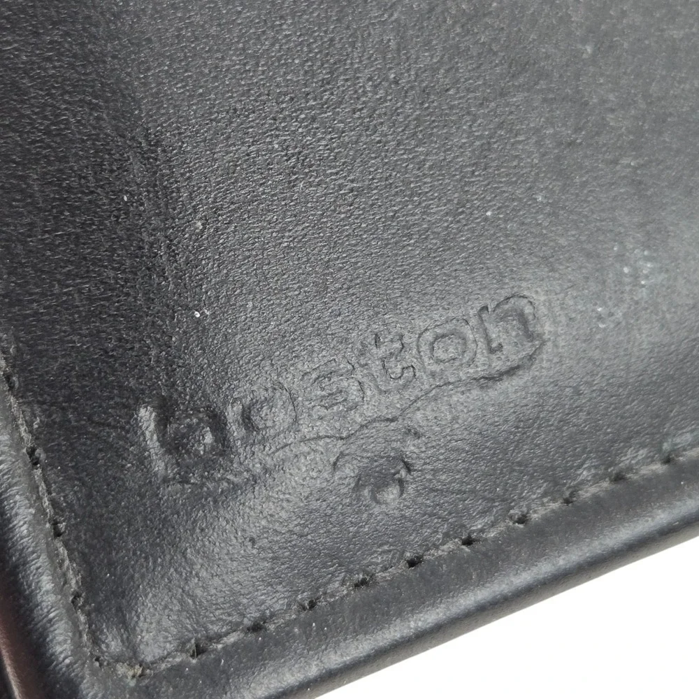 Boston Leather 6004 Recessed Badge Holder, ID Case and Wallet w CC Slots, Black